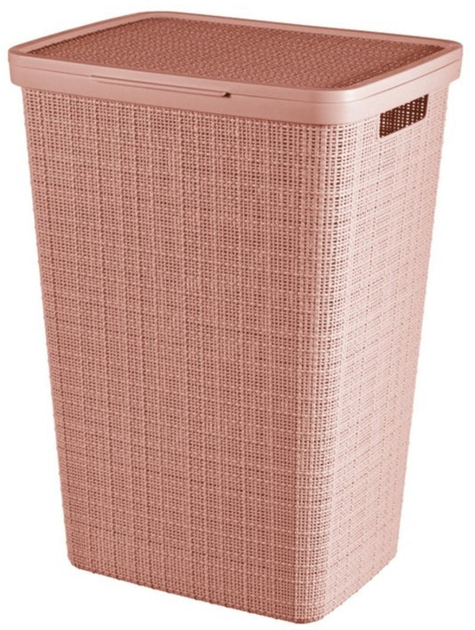Curver wasmand met deksel jute-look 58l roze