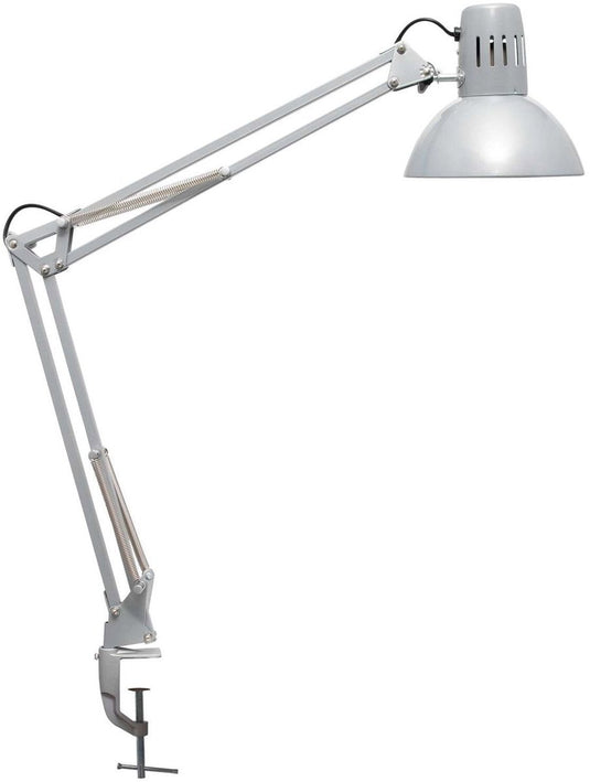 Maul study bureaulamp - metaal - zilver - e27 fitting - tafellamp met klem - zonder lichtbron