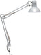 Maul study bureaulamp - metaal - zilver - e27 fitting - tafellamp met klem - zonder lichtbron