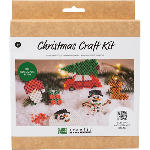 Nabbi hobbyset biobeads , kerstauto, rendier, sneeuwpop, elf en cadeau, 1 doos