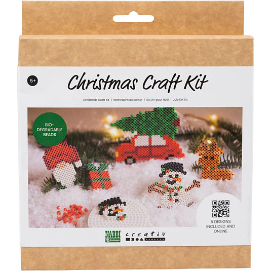 Nabbi hobbyset biobeads , kerstauto, rendier, sneeuwpop, elf en cadeau, 1 doos