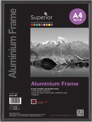 Seco fotolijst a4 - 21 x 29.7cm - zwart geborsteld aluminium - met standaard - 11mm frame - se-ala4-bk