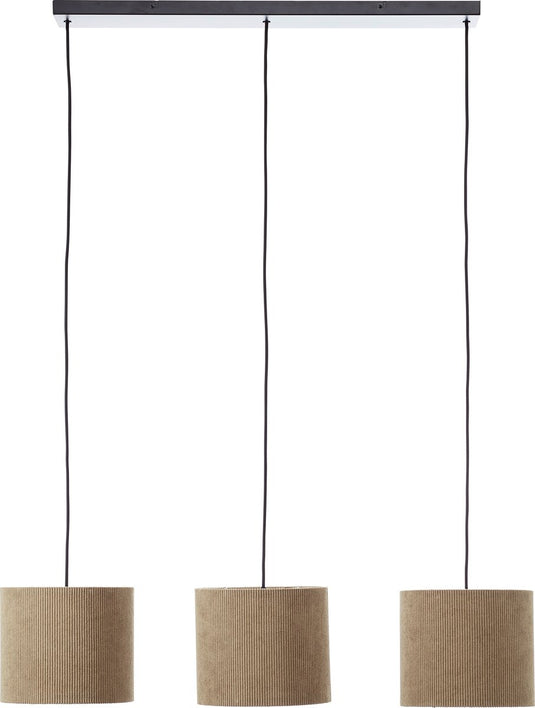 Brilliant tony - hanglamp - 3-lichts - e27 max 3x25w - ribstof - grijs