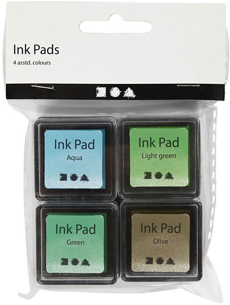 Afbeelding laden in galerijviewer, Creativ company stempelinkt, groen, lichtgroen, olijf, aqua, h: 2 cm, afm 3,5x3,5 cm, 4 stuk 1 doos
