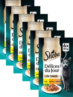 Sheba kattenvoer - delices du jour - gevogelte in saus - natvoer - 36x50g