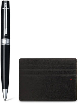 Sheaffer balpen giftset - 300 g9312 - glossy black chrome plated - met creditcardhouder