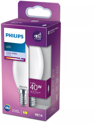 Philips led lamp - kaarslamp met e14 fitting - koelwit licht: 4000k - 40w - mat glas
