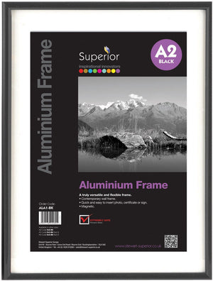 Seco fotolijst - a2 - 42 x 59.4cm - zwart geborsteld aluminium - 11mm frame - se-ala2-bk
