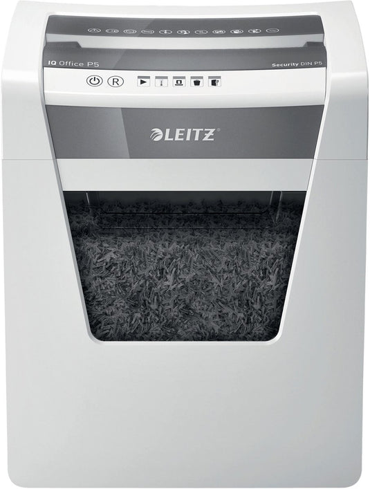 Leitz iq office papierversnipperaar - p5 snippers - tot 10 vel - 23l - wit