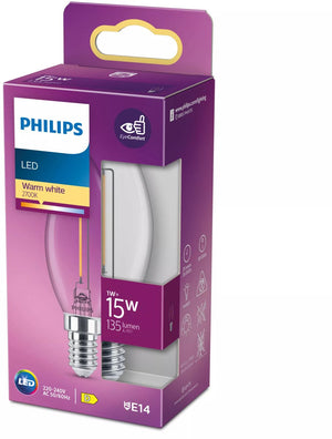 Philips led lamp - kaarslamp met e14 fitting - warmwit licht: 2700k - 15w - helder glas