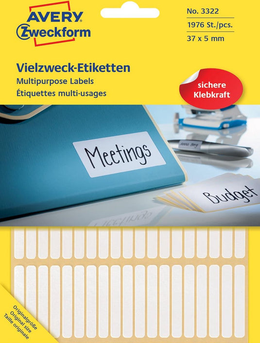Avery huismerk 3322 handmatige etiket 37x5mm wit