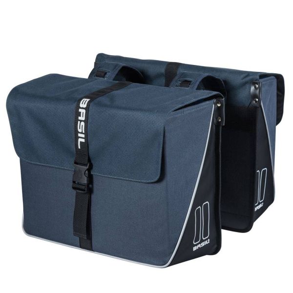 Load image into Gallery viewer, Basil Forte dubbele fietstas, waterafstotend, navy blauw zwart, 35L
