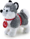 Trudi - no knuffel hond husky 15 cm - handgemaakt in italie - zacht pluche - knuffeldier voor jongens en meisjes - grijs wit - 8x15x15 cm maat xs