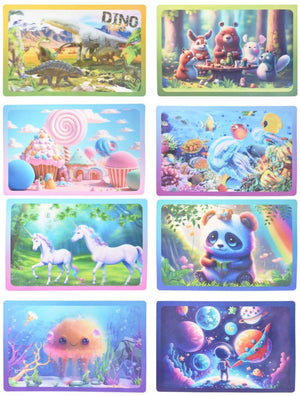 Koopman holografische placemats kunststof set van 16 met diverse prints.