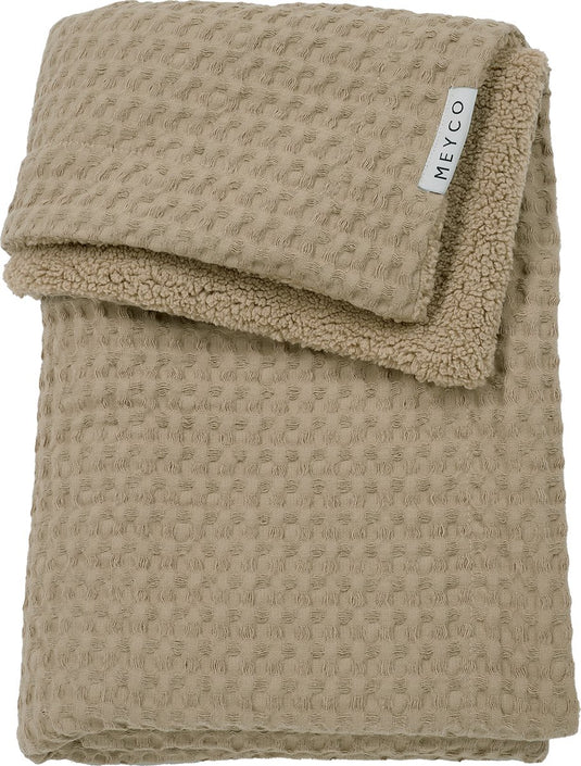 Meyco baby wafel teddy ledikant deken - taupe - 100x150cm - 2.0 tog