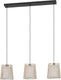 Eglo fattoria hanglamp - e27 - 90 cm - zwart bruin wit - hout textiel