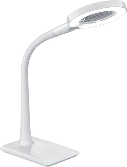 Trio lupo - tafellamp - wit - incl. 1x smd 5 w - vergroting 3x - 4-stappen touch - flexibel