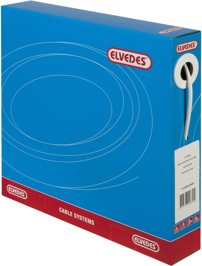 Laden Sie das Bild in Galerie -Viewer, Elvedes Rem buitenkabel met voering ø5,0mm 30 meter wit (in een doos)

