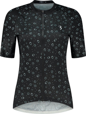 Bbb cycling donnafit r - duurzaam fietsshirt dames korte mouw - 15-25 °c - ademend mtb en wielrenshirt - 3 achterzakken - black floral