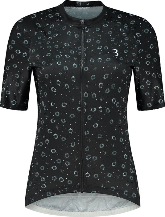 Bbb cycling donnafit r - duurzaam fietsshirt dames korte mouw - 15-25 °c - ademend mtb en wielrenshirt - 3 achterzakken - black floral