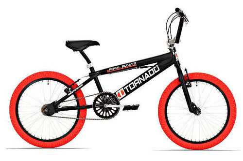 Royal bmx fiets -bugatti tornado freestyle 20 inch - mat zwart met rode banden