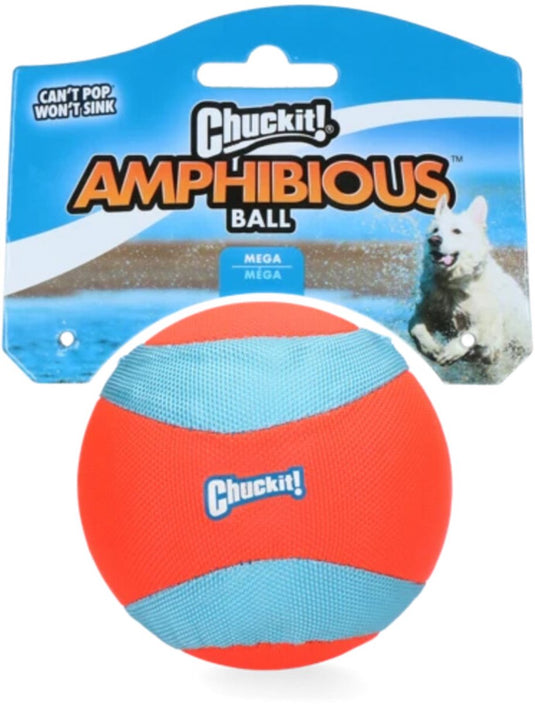 Chuckit! mega amphibious ball - hondenspeeltje - hondenbal - chuckit bal - drijvend - voor in het water - oranje blauw - ø 11,5 cm