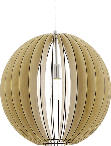 Eglo cossano - hanglamp - 1 lichts - ø500mm. - nikkel-mat - ahorn