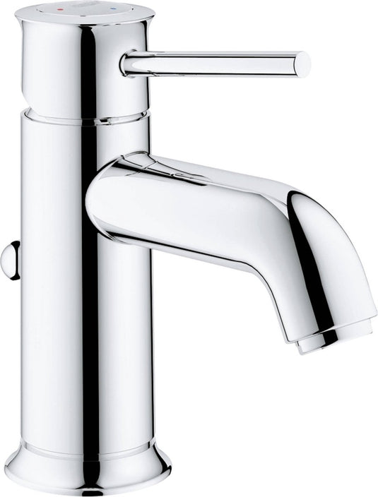 Grohe quickfix start classic wastafelkraan met koude start en trekwaste chroom