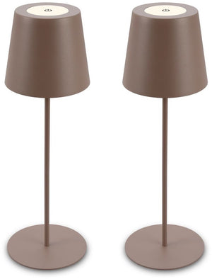 Briloner kiki - set van 2 tafellampen oplaadbaar - dimbaar - voor binnen en buiten - in hoogte verstelbaar - warm wit licht - bruin