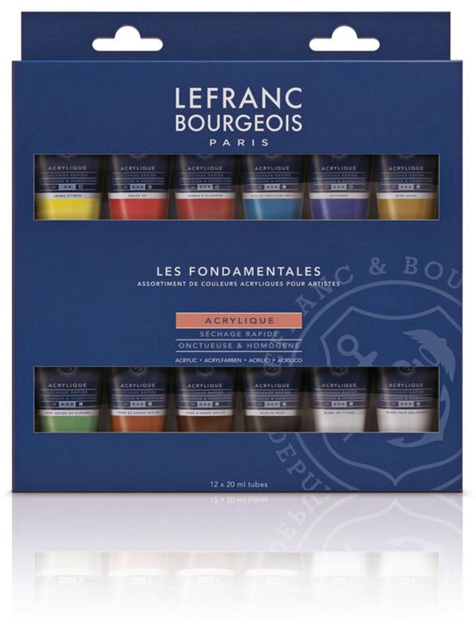 Lefranc bourgeois 300341 fine acrylic set – the fundamentals | 12x20ml acrylverf voor studenten en kunstenaars