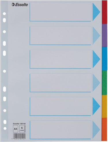 Esselte - tabbladen a4 11r karton 6-delig met voorblad | 20 stuks