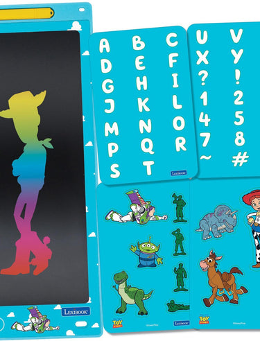 Lexibook speelgoed story 11’’ meerkleurige leer- en teken-e-ink-tablet met sjablonen