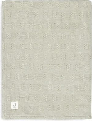 Jollein - deken ledikant 100x150cm - dekentje baby - grain knit - olive green velour