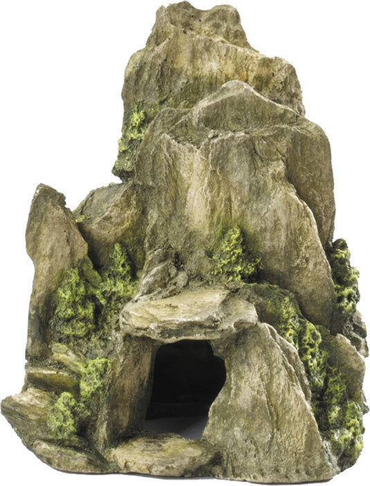 Aqua della - steen met mos - aquariumdecoratie - natuurlijk design - 19x16cm