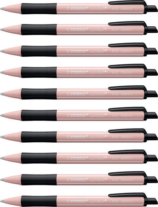 Stabilo pointball - balpen - naturecolors wildflower - navulbaar - zachtroze - doos 10 stuks