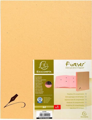 Exacompta vloeiboek 22209e karton 24x32cm bruin harmonicarug 20 vakken 2-gaats