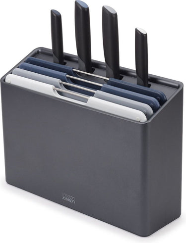 Joseph joseph - folio plus 4 snijplanken in houder en 4 messen graphite - polypropyleen - grijs