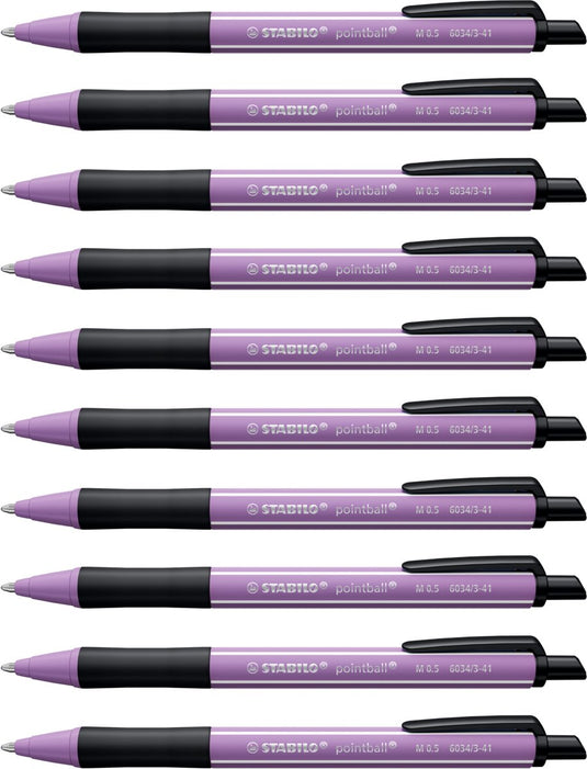 Stabilo pointball - balpen - naturecolors wildflower - navulbaar - grijs violet - doos 10 stuks