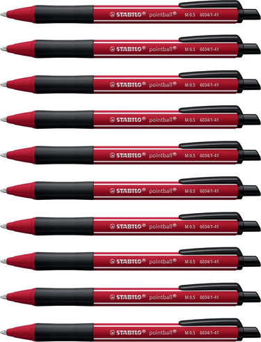 Stabilo pointball - balpen - naturecolors wildflower - navulbaar - bordeaux - doos 10 stuks