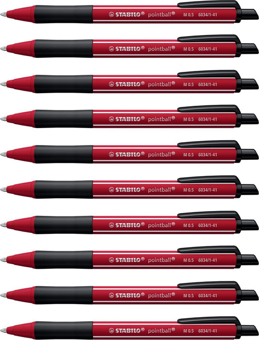 Stabilo pointball - balpen - naturecolors wildflower - navulbaar - bordeaux - doos 10 stuks