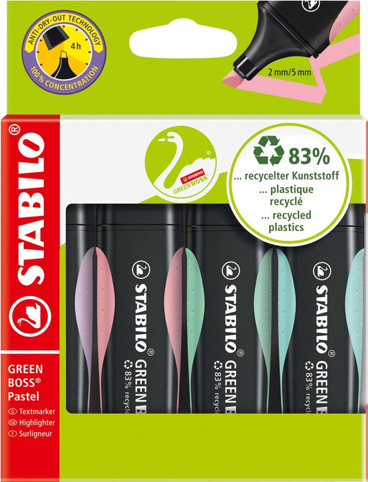 Stabilo green boss pastel - markeerstift - set met 4 stuks