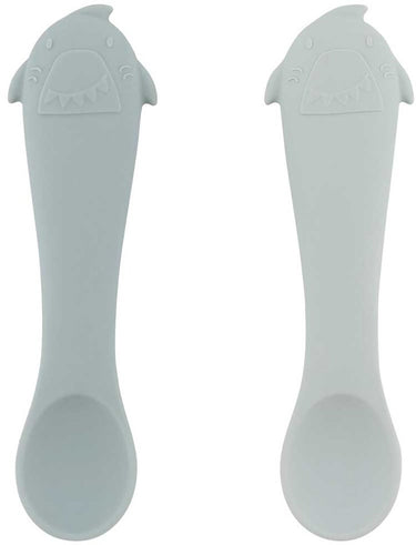 Trixie baby lepels siliconen set - eerste hapjes mr. shark 2-pack.
