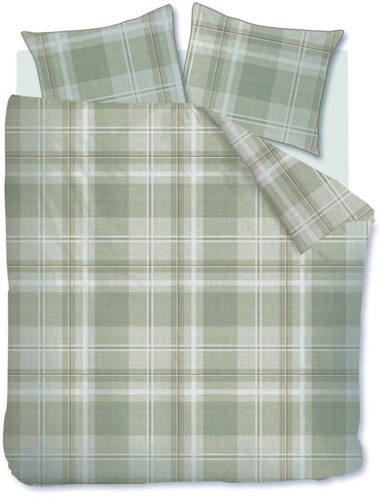 Riviera maison rivièra maison tartan check dekbedovertrek - eenpersoons - 140 x 200 220 cm - zand