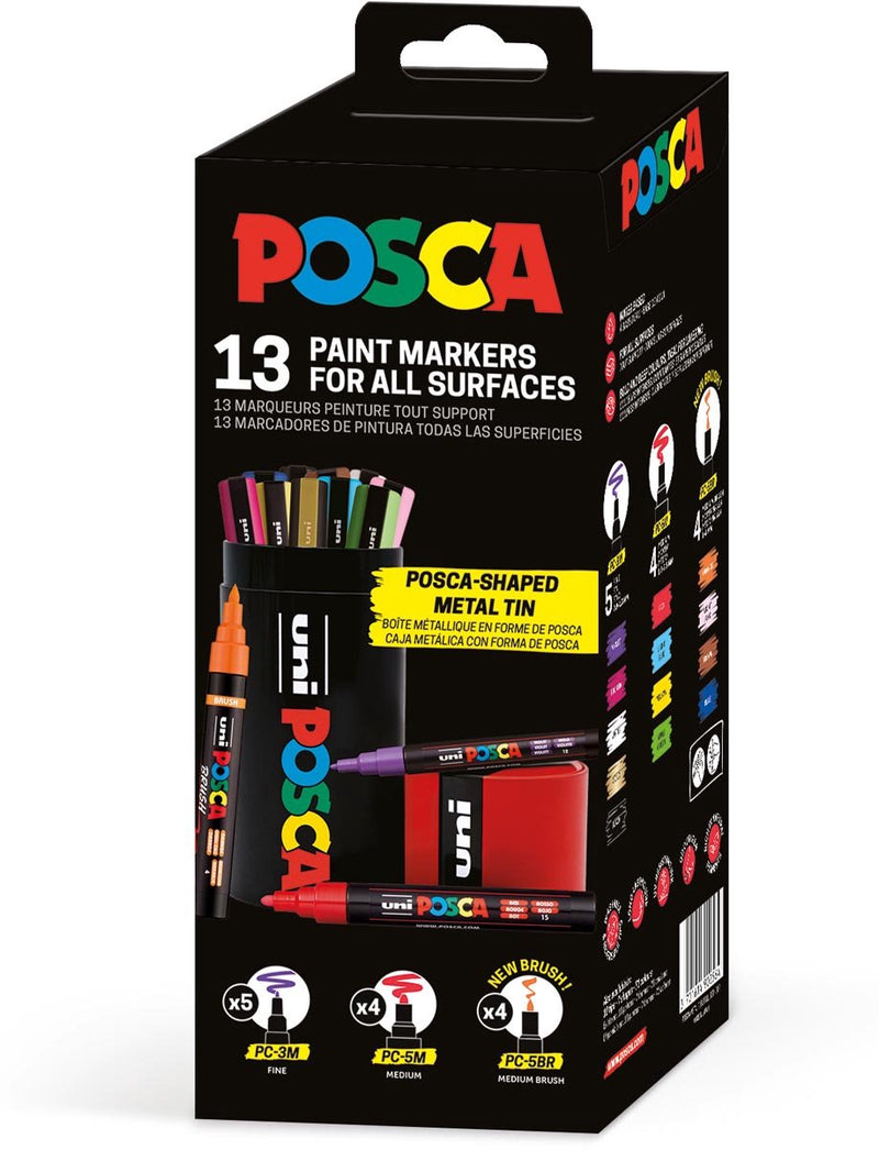 Afbeelding laden in galerijviewer, Posca uni paintmarker | assorti | metalen koker van 13 stuks
