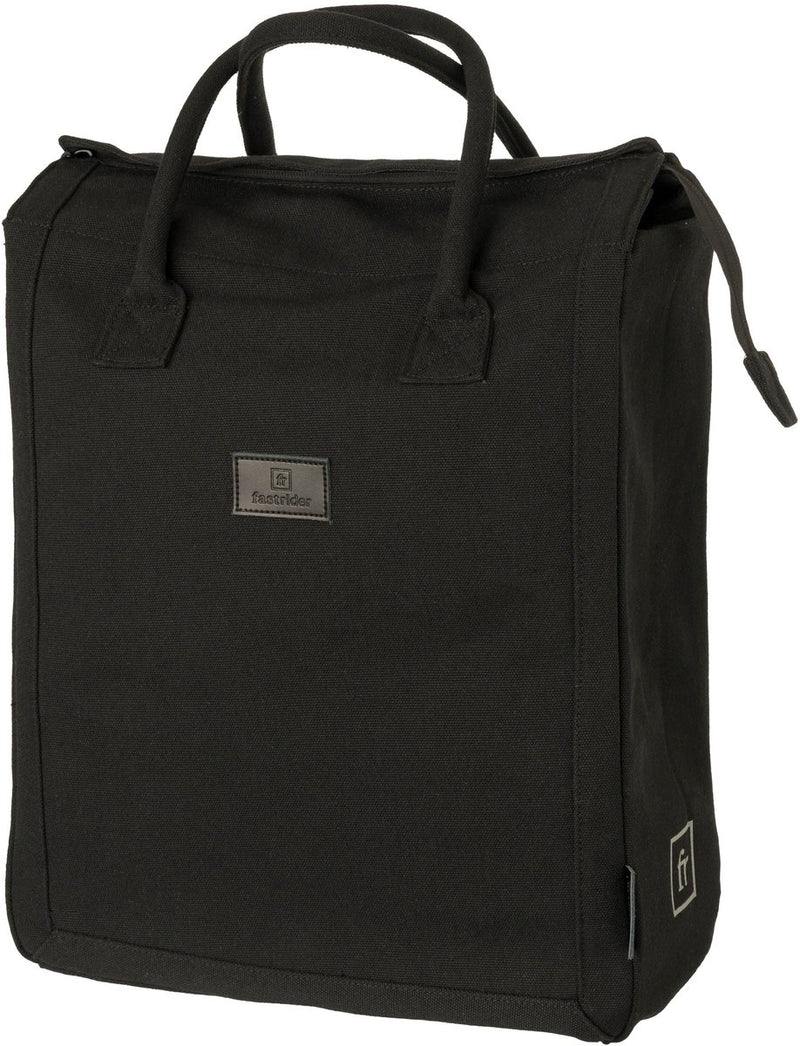 Chargez l'image dans la visionneuse de la galerie, Fastrider classic - enkele fietstas - boodschappentas - 20l - waterafstotend waxed canvas - click en go systeem - reflecterend - zwart
