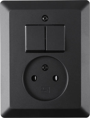 Q-link combinatie inbouw - serie - met dubbele schakelaar - zwart