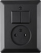 Q-link combinatie inbouw - serie - met dubbele schakelaar - zwart