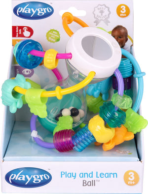 Playgro speel- en leerbal - baby rammelaar bal met spiegeltje en bijtprofiel - grijp- en bijtspeelgoed - sensorisch babyspeelgoed - educatief speelgoed - kraamcadeau babyshower cadeau - van 3 tot 24 maanden