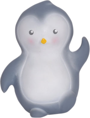 Tikiri : mijn eerste pooldiertje pinguïn 11cm, in natuurlijk rubber, met belletje, met hangkaart, 0+