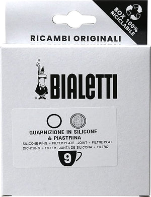 Bialetti moka aluminium filterplaatje + 1 siliconen ring 9 kops